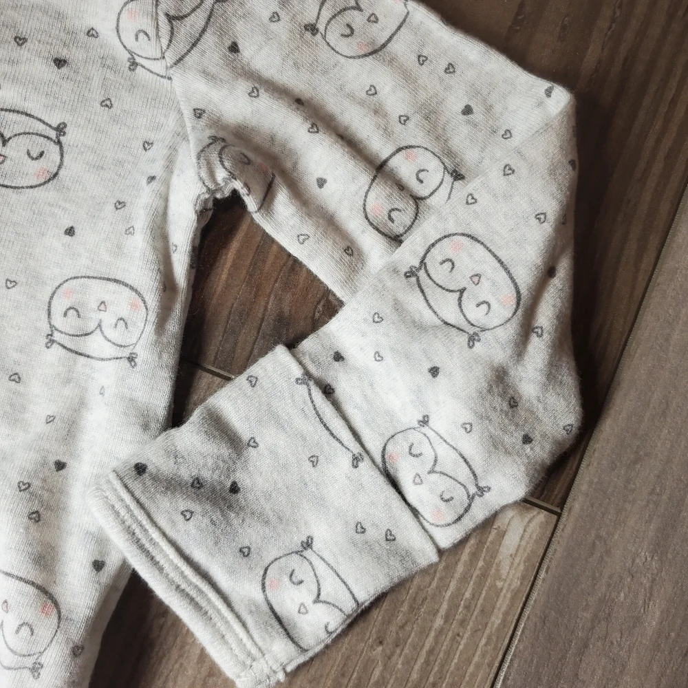 Simple Joys by Carter's Baby Girl 0-3m Gray and Pink Long Sleeve Owl Bodysuit